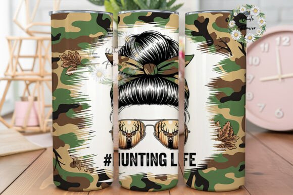 Camo Messy Bun Deer 20oz Tumbler Wrap
