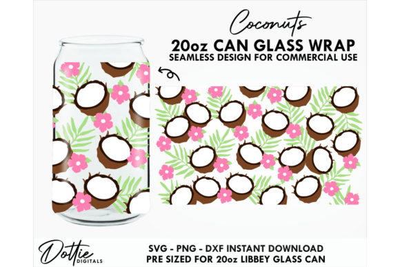 Coconuts 20oz Glass Can Wrap SVG