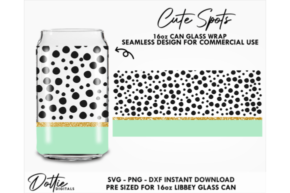 Dalmatian Spots 16oz Glass Can Wrap SVG