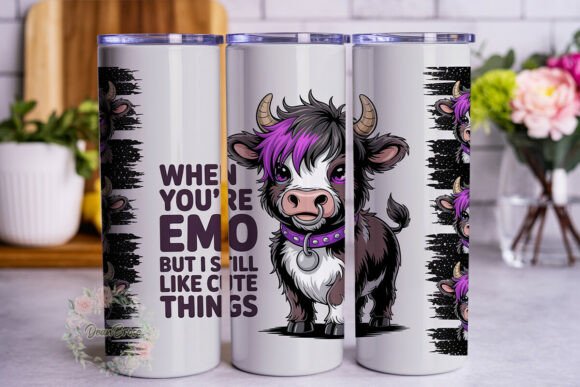 Emo Highland Cow 20oz Tumbler Wrap