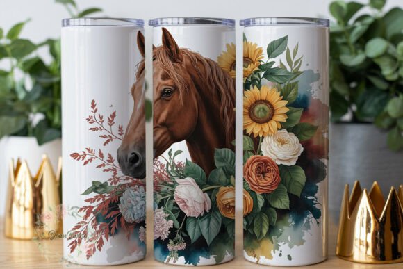 Floral Horse Head 20oz Tumbler Wrap