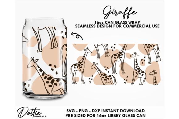 Giraffe 16oz Glass Can Wrap SVG