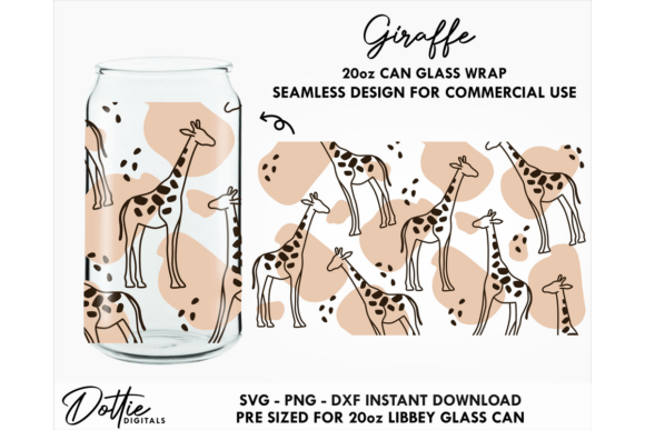 Giraffe 20oz Glass Can Wrap SVG