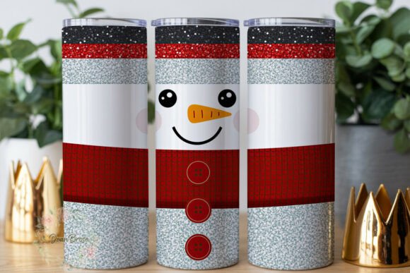 Glitter Snowman Stripes 20oz Tumbler Wra