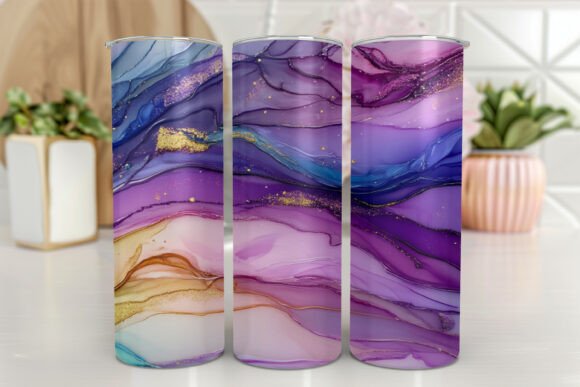 Gold and Silver Marble Art Tumbler