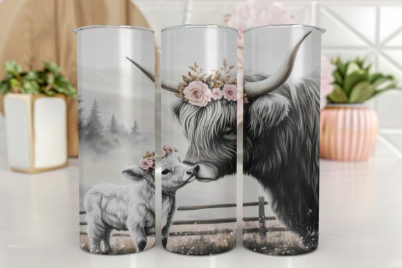 Highland Cow Sunflower Tumbler Wrap