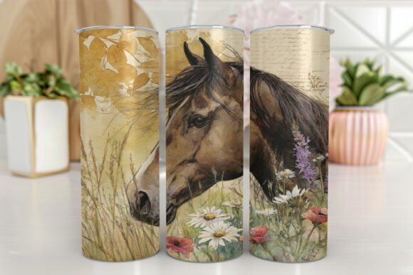 Horses Tumbler Wrap PNG Western Skinny