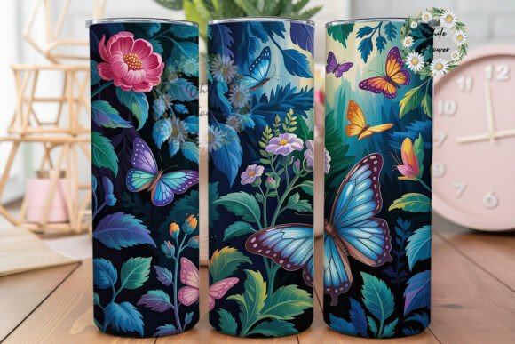 Luminous Butterfly Floral 20oz Tumbler