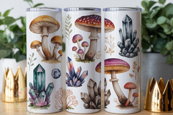 Mystical Mushroom Crystal Tumbler Wrap
