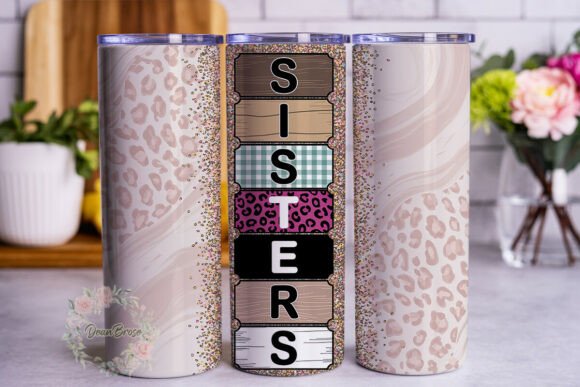 Pink Glitter Sisters 20oz Tumbler Wrap