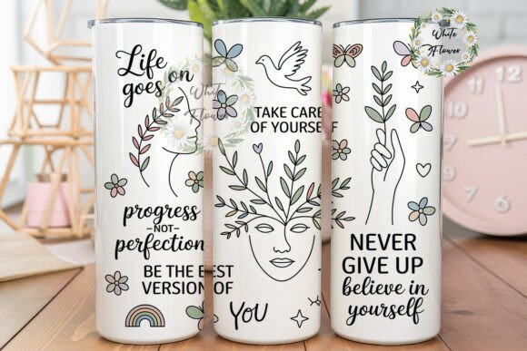 Positive Affirmation Line Art Tumbler
