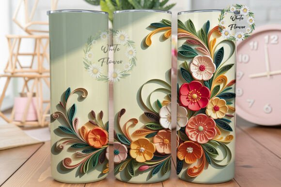Quilled Floral Art 20oz Tumbler Wrap