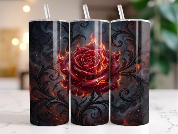 Red Rose Gothic Floral 20oz Tumbler Wrap