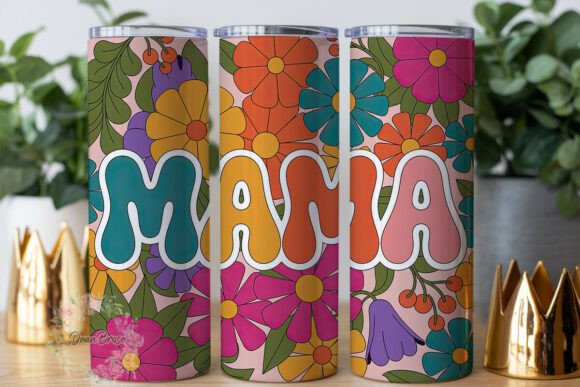 Retro Flower Power Mama 20oz Tumbler Wra