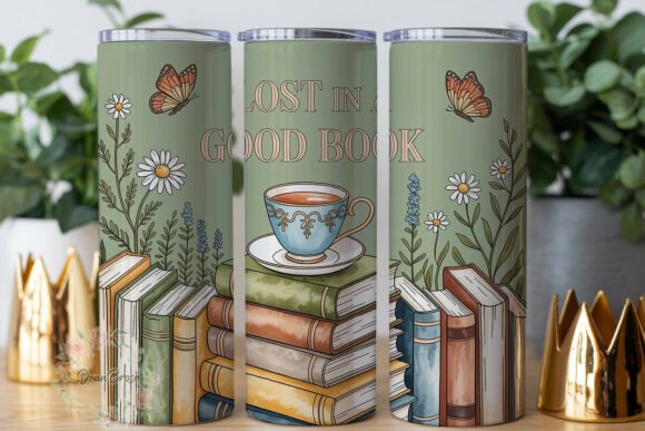 Sage Green Book Lover 20oz Tumbler Wrap