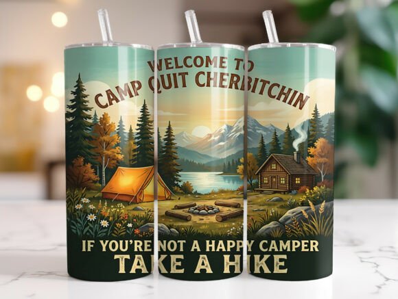 Sarcastic Camping Quote Tumbler Wrap PNG