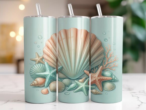 Seashell Starfish 20oz Tumbler Wrap PNG