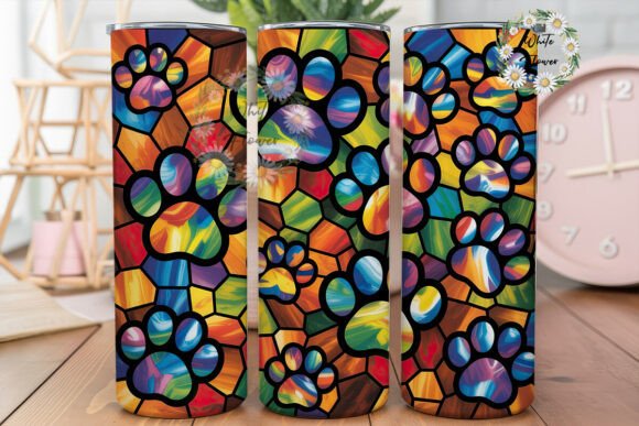 Stained Glass Paw Prints 20oz Tumbler