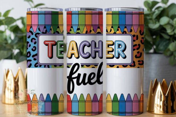 Teacher Fuel Leopard Crayons Tumbler Wra