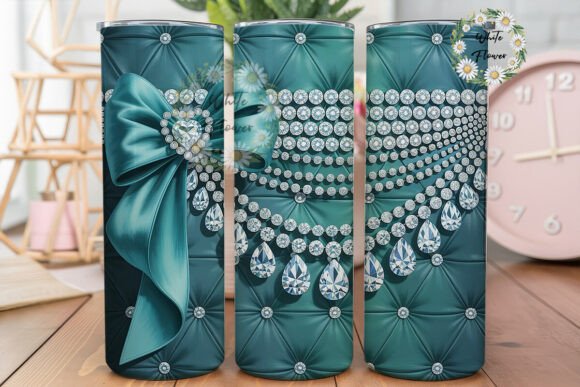 Teal Gemstone Bow 20oz Tumbler Wrap