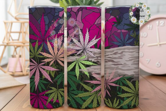 Vibrant Botanical Leaf Design Tumbler