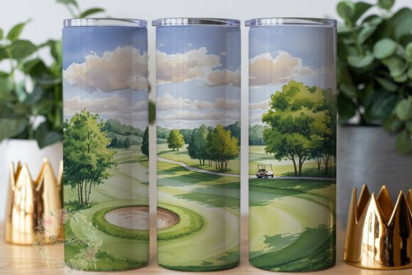 Watercolor Golf Course 20oz Tumbler Wrap