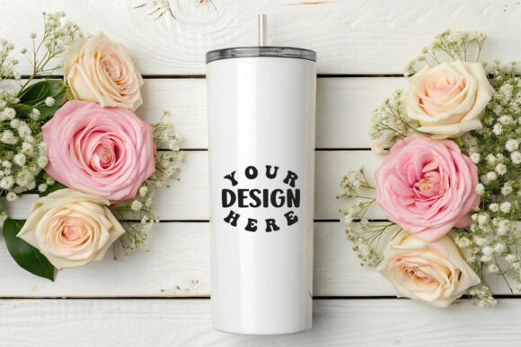 White Skinny Tumbler Mockup