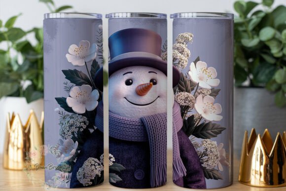 Winter Snowman Floral 20oz Tumbler Wrap