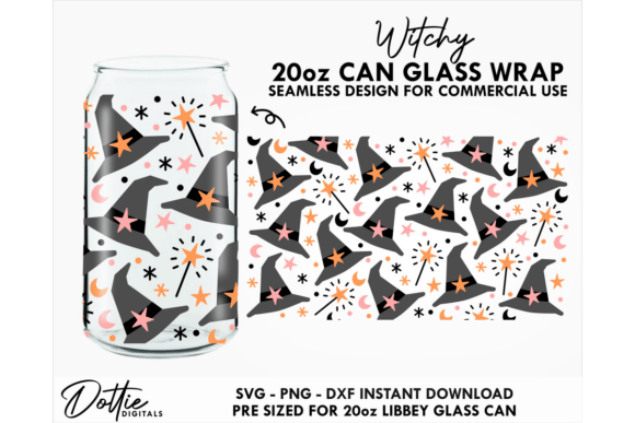 Witch 20oz Glass Can Wrap SVG